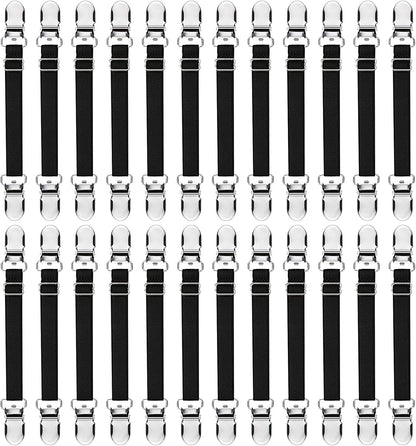 Boao 24 Pcs Bed Sheet Clips Straps Heavy Duty Adjustable Fasteners Elastic Fitted Bed Holder Mattress Corner Sheet Fasteners for Home Room Couch Supplies(White,8-12inch)