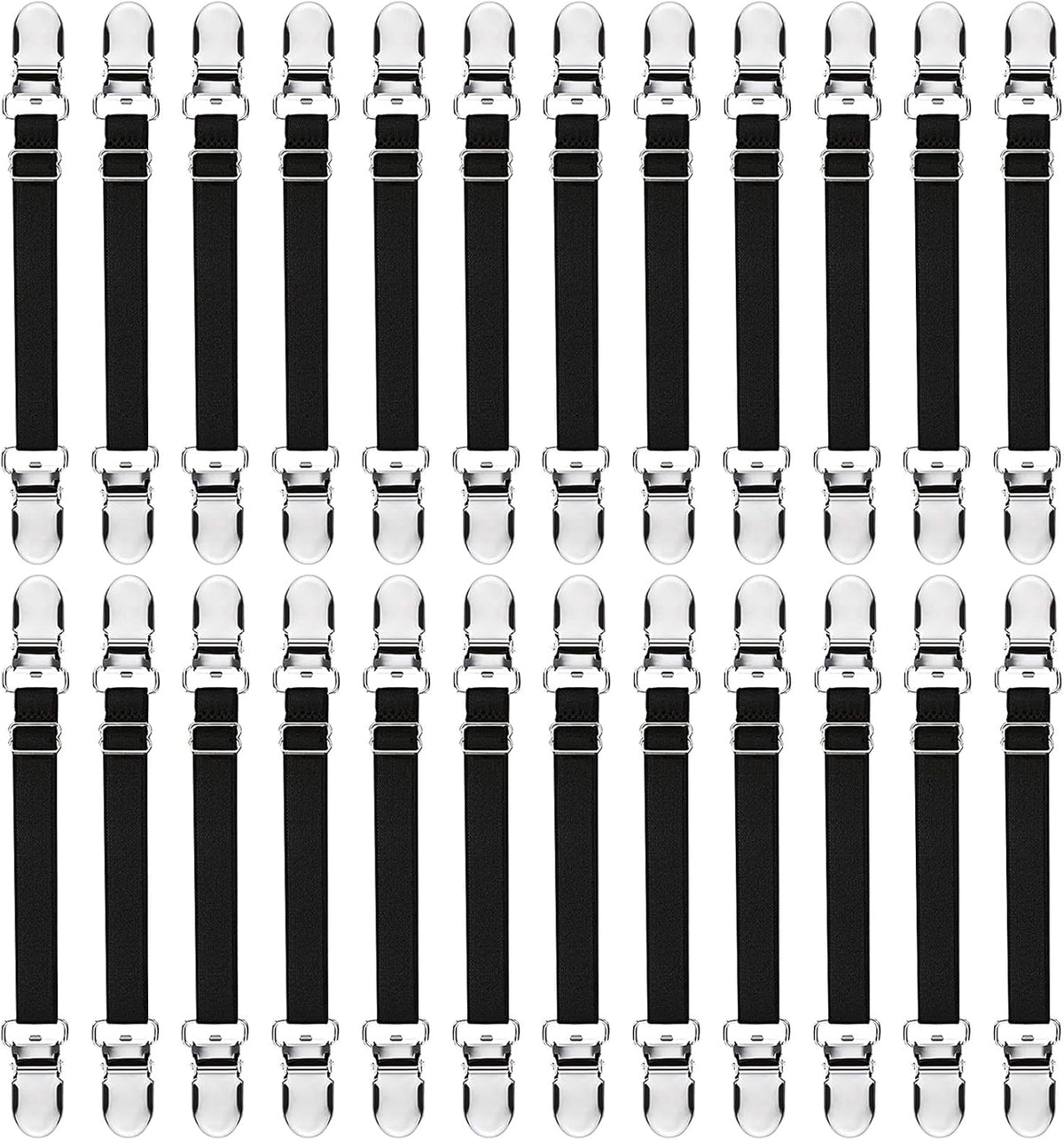 Boao 24 Pcs Bed Sheet Clips Straps Heavy Duty Adjustable Fasteners Elastic Fitted Bed Holder Mattress Corner Sheet Fasteners for Home Room Couch Supplies(White,8-12inch)