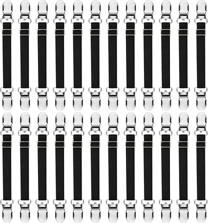 Boao 24 Pcs Bed Sheet Clips Straps Heavy Duty Adjustable Fasteners Elastic Fitted Bed Holder Mattress Corner Sheet Fasteners for Home Room Couch Supplies(White,8-12inch)