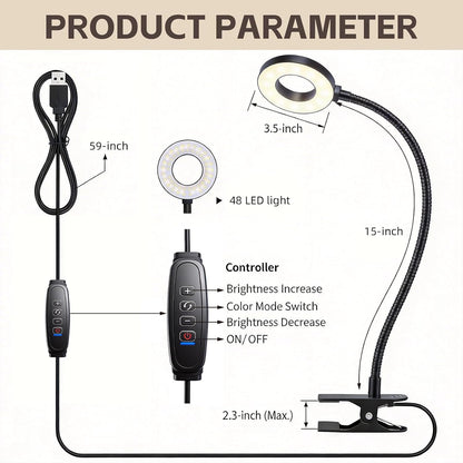 Clip on Book Light, LED Desk Lamp with Clamp, Flexible Gooseneck