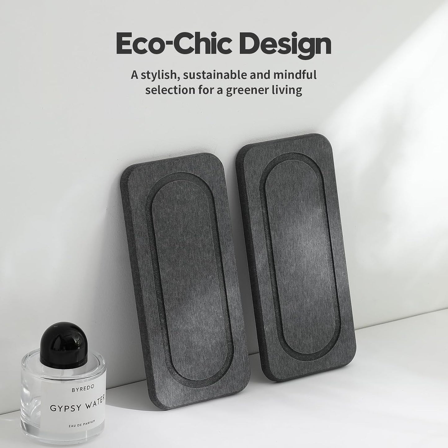 3 Pack Water Absorbent Diatomite Coasters, Stone Drying Mat for Kitchen Counter, Bathroom Sink Organizer Tray, Compact Vanity Rack, Soap Holder Caddy, Faucet Splash Guard, White 8"x3.8"