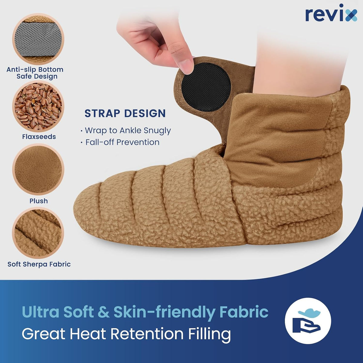 REVIX Microwavable Booties for Cold Feet, Heated Slippers, Navy S