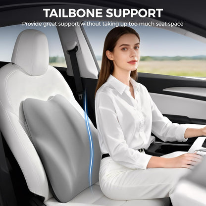 BEBAS Ergonomic Lumbar Support Pillow for Car, Memory Foam Car Back Cushion | Comfort Lumbar Pillow for Back Pain Relief, Breathable Washable Cover, Fits for Driving, Office, Wheelchair, Black