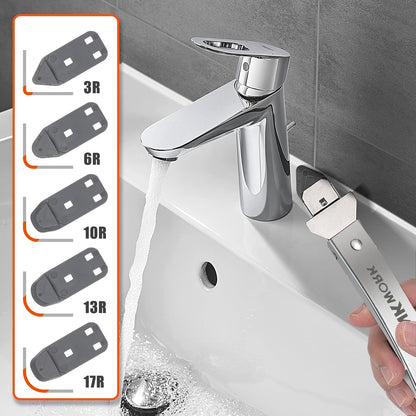 4 in 1 Silicone Caulking Tool Kit, Stainless Steel Caulk Remover Tool | Durable Construction, Quick & Easy to Use, 5 Replaceable Silicone Pads, Protective Gloves, Remove, Apply & Finish Caulk