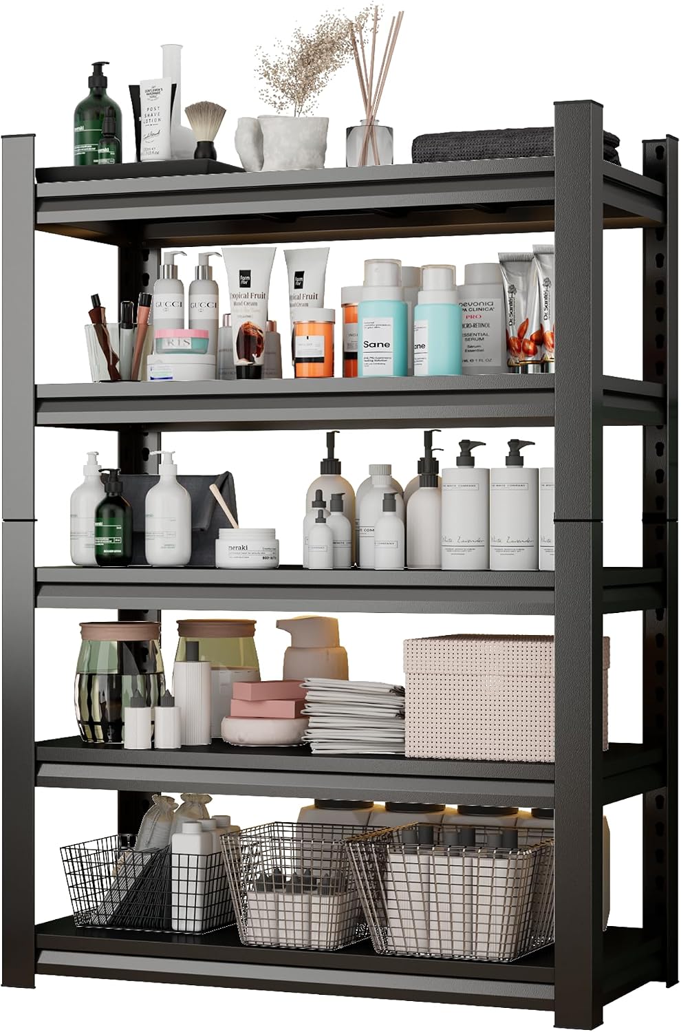 Over Washer and Dryer Shelves, 4 Tiers Adjustable Height Laundry Room Storage and Organizer Standing Shelf, Metal Freestanding Space Saving Organizers Shelf (4-Tier 63" H*45" W*15.7" D)