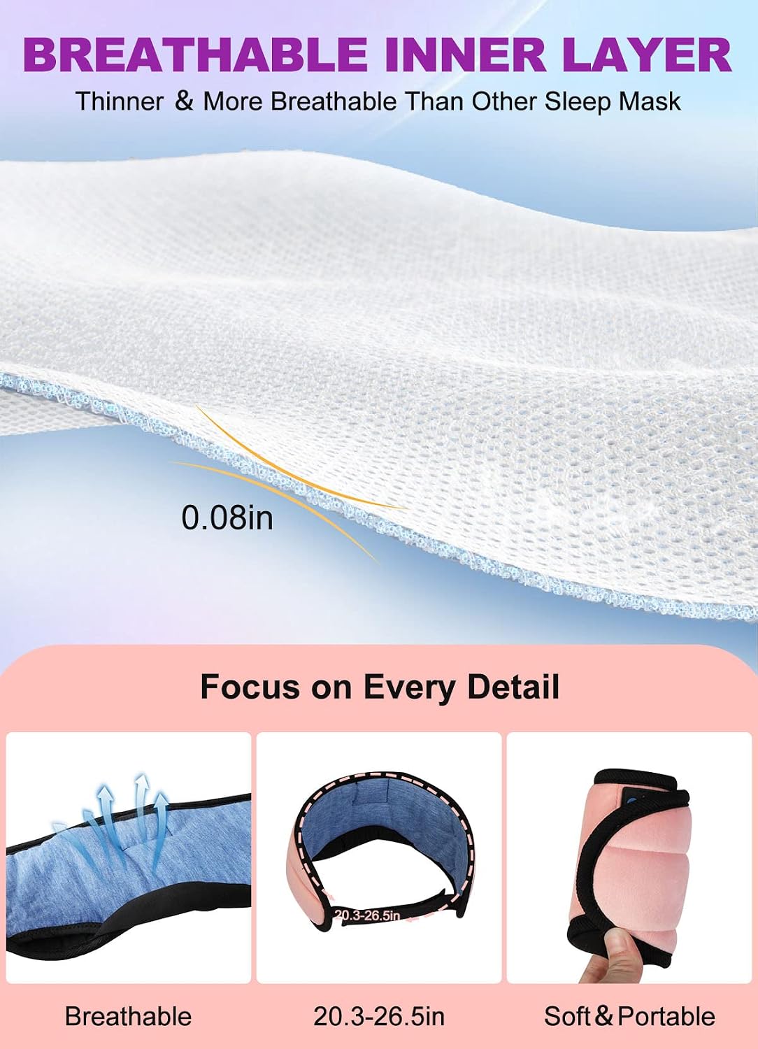 TOPOINT Sleep Mask Headphones Bluetooth Wireless 5.4, Breathable Cotton Eye Mask for Sleeping Side Sleepers Travel Music Headsets with Microphone Handsfree Men Women