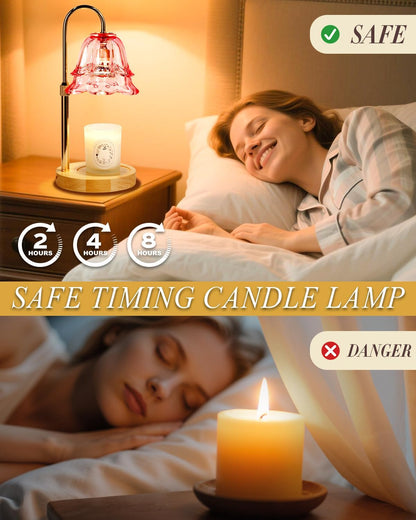 Flower Candle Warmer Lamp with Timer Dimmable, Christmas Birthday Gifts for Women Mom, Candle Warming Light Height Adjustable, Wax Melt Warmer for Jar Scented Candles, Housewarming Candle Lamp
