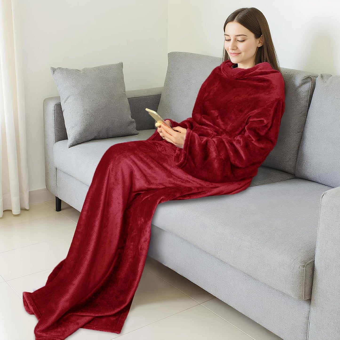 Catalonia Wearable Blanket with Sleeves for Women & Men, Fleece Wrap Throw | Cozy Sleeve Design for Hands-Free Comfort, Perfect for Reading, TV Time & Relaxing, Christmas & Birthday Gift