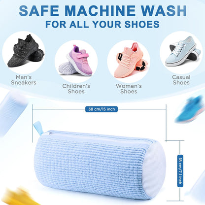Aship Shoe Washing Machine Bag, Laundry Shoes Bag for Washer & Dryer - 2PC Reusable Shoe Cleaning Bag for Sneakers,Tennis Shoes, 360° Deep Cleaning With Self-locking Zipper for All Shoes Sizes - White