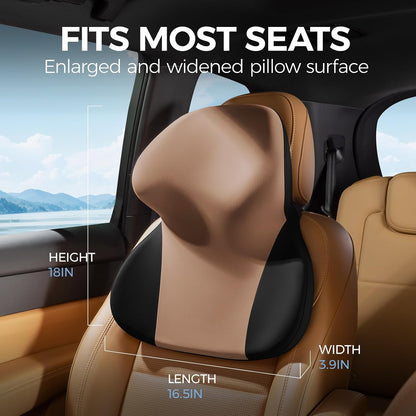 BEBAS Car Headrest Pillow, Ergonomic Neck Pillow with Memory Foam, Black