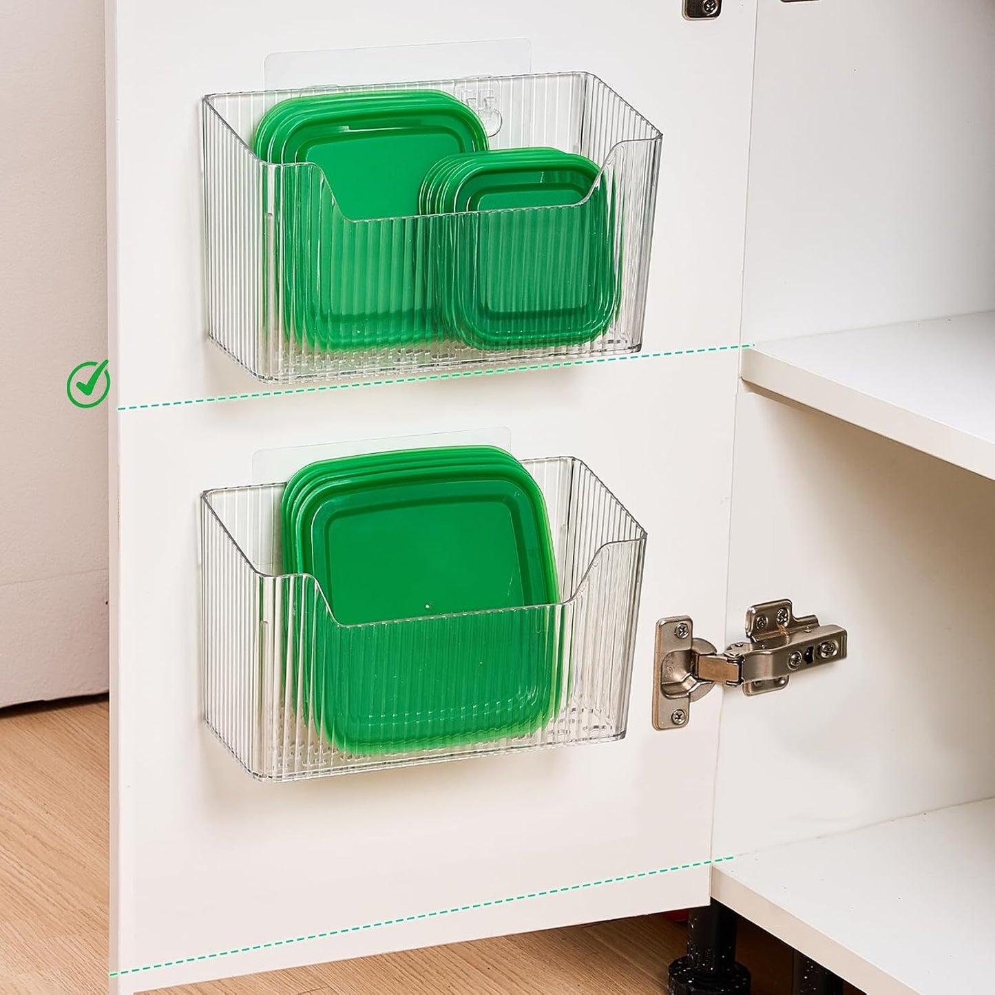 Sinnsally 2 Pack Cabinet Door Organizer,Self Adhesive Lid Organizers Inside Cabinet Storage Boxes,Hanging Storage Basket Organizer Wall Mounted Pantry Caddy Cup Holder for Kitchen,Fridge,Bathroom
