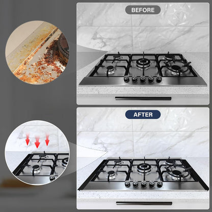 30" Slide-in Range Rear Filler Kit with 2 PCS Stove Gap Covers, Black | Stove Gap Filler Strip, Stainless Steel Backsplash for Stove, Stove Trim Kit with Most Brands Between Stove and Backsplash