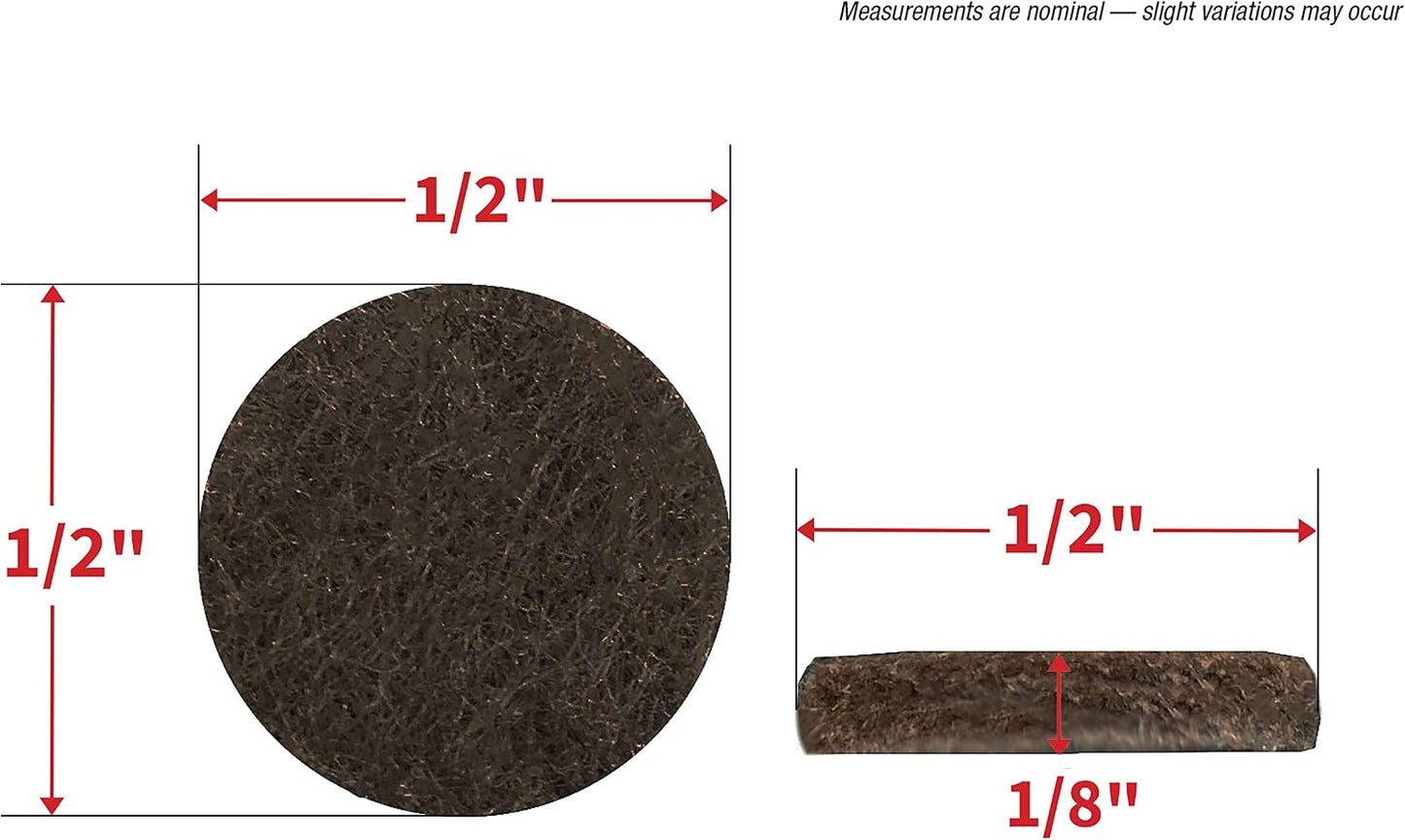 Shepherd Hardware 9958 1/2-Inch Self-Adhesive Felt Furniture Pads, 24-Pack, Brown
