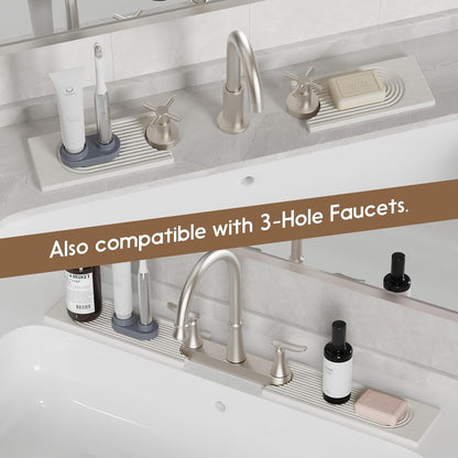 Faucet Mat for Kitchen Sink, Diatomite Quick Drying Tray , 15.8 Inch Kitchen Sink Splash Guard and Bathroom Stone Trays for Counter. Super Absorben.White.