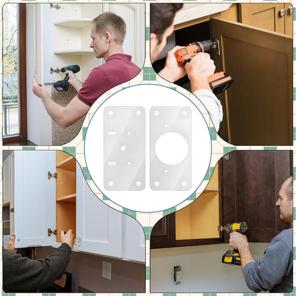 JJUNW 12Pcs Cabinet Hinges Repair Plates, Stainless Steel Repair Cabinets, Hinge Repairs Plate Cabinets Door Hinge with Mounting, Fixing Tool Plates Screws for Kitchen, Cupboard, Locker, Cabinet Doors