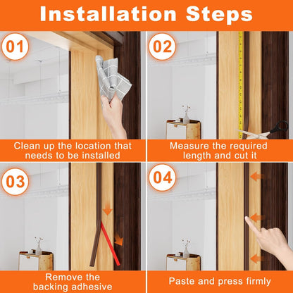 Black Rubber Weather Stripping Door Seal Strip, D Shape Door Weather Seal Strip, Self-Adhesive Soundproofing Frame Insulation Tape for Doors Frame/Window Seal,Blocks Cold Drafts Noise
