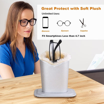 Plush Lined Eyeglasses Holder,Glasses Storage Organizer for Desk, Nightstand, Office,Eyewear Display Case,2 Packs