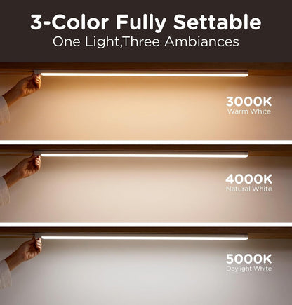 Under Cabinet Lighting Plug in, AC120V 3CCT 3000/4000/5000K Motion Sensor Light Indoor with Timer, Super Bright Linkable LED Counter Light for Kitchen, Closet, White 12 Inch, 1Pack