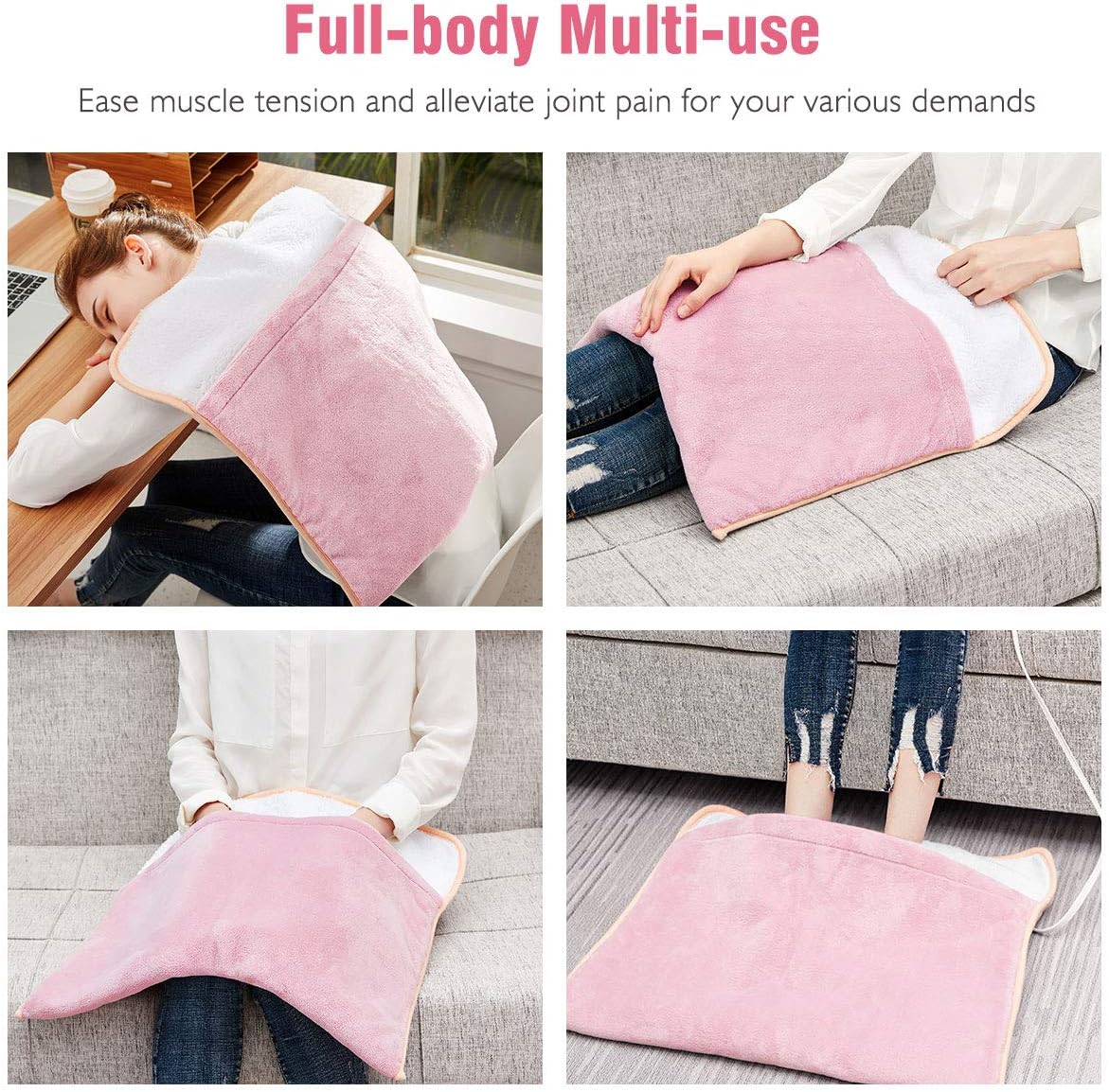 Foot Warmer Electric, Heating Pad King Size Ultra Soft Flannel, Extra Large for Bed, Abdomen, Feet, Back, Cramp, Office/Home Under Desk, 10ft Cord, Auto Off, 22" x 20" - Blue