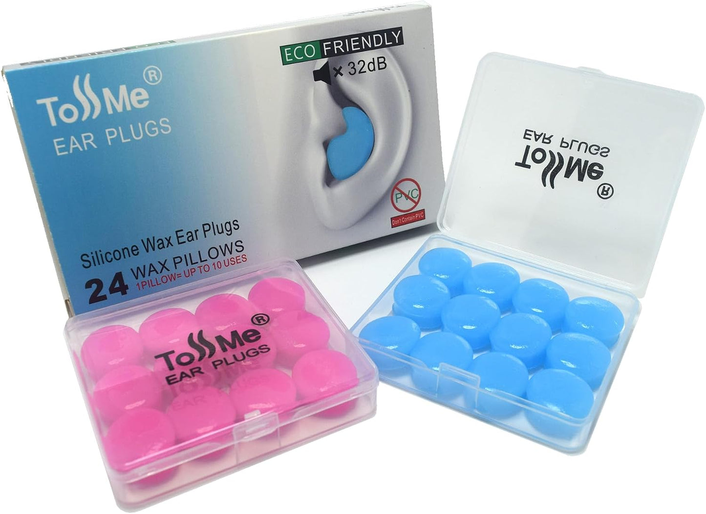 Wax Ear Plugs for Sleep - 24 Silicone Wax Earplugs for Swimming and Sleeping - Gel Ear Plugs for Noise Cancelling, Ear Protection - SNR -32dB earplugs