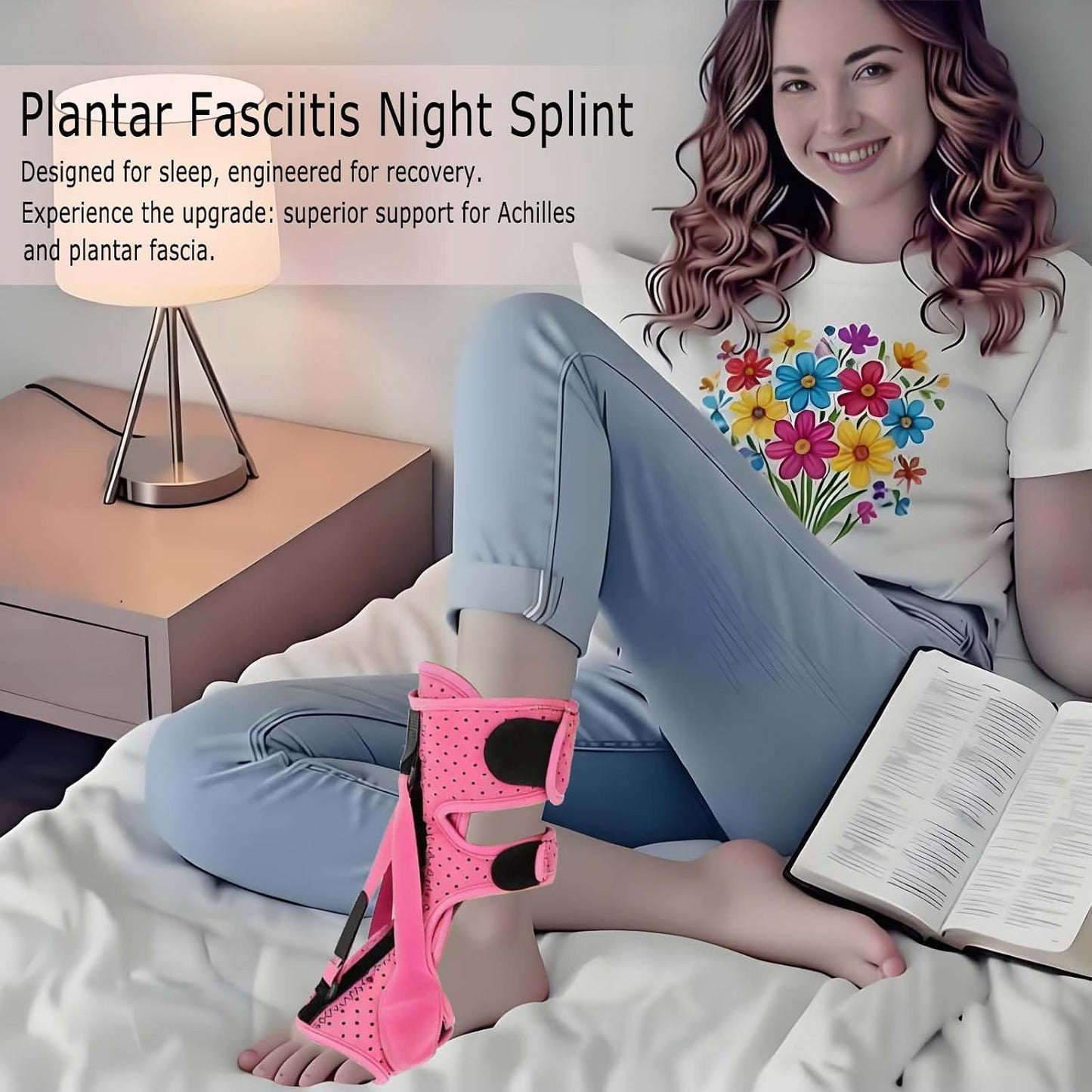 2026 Upgrade Plantar Fasciitis Night Splint for Men Women, Adjustable Achilles Tendonitis Brace Relief Foot Drop Brace for Sleeping, Heel Spur Calf Stretcher Dorsal Support Boot