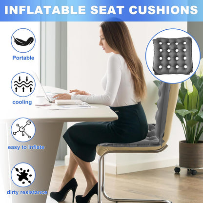 2-Pack Inflatable Waffle Cushion for Pressure Relief, Wheelchair Cushion for Pressure Redistribution, Portable Air Seat Cushions for Office Chair Car Seat, Breathable Seat Pad, Includes 1 Air Pumps