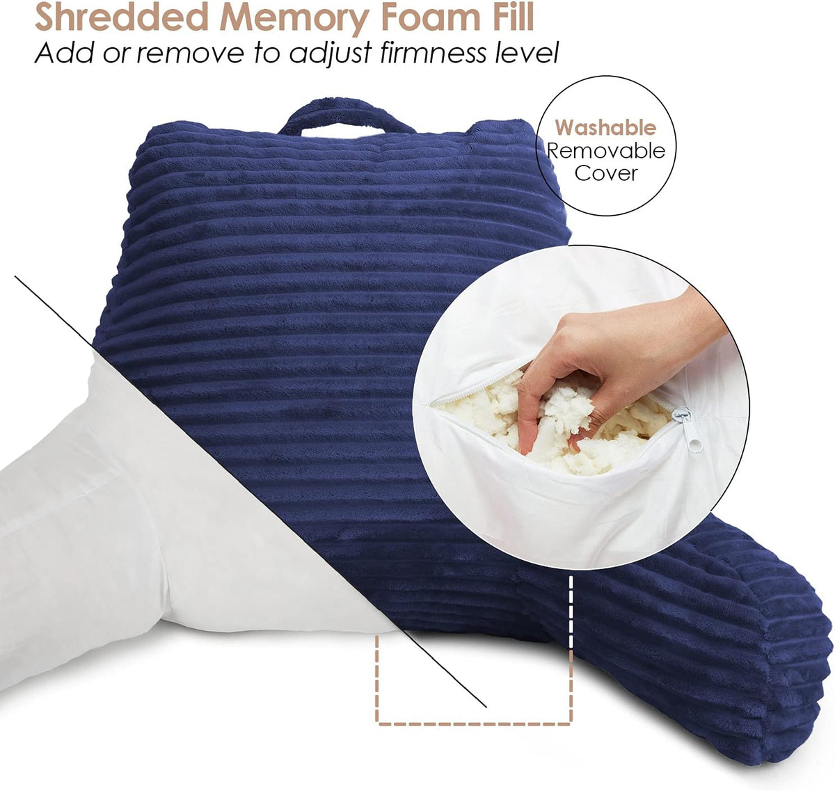 Clara Clark Reading Pillow for Bed Adult – Back Pillow for Sitting in Bed, Standard Bed Pillows for Sitting Up, Foam Chair Pillow, Sage Green Rest Pillow