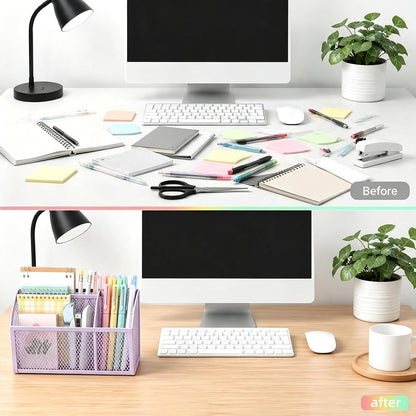 Magnetic Pencil Holder, Magnetic Organizer for Locker Accessories, Black | Mesh Marker Holder with Strong Magnets and 3 Compartments for Whiteboards Refrigerators and Magnetic Lockers
