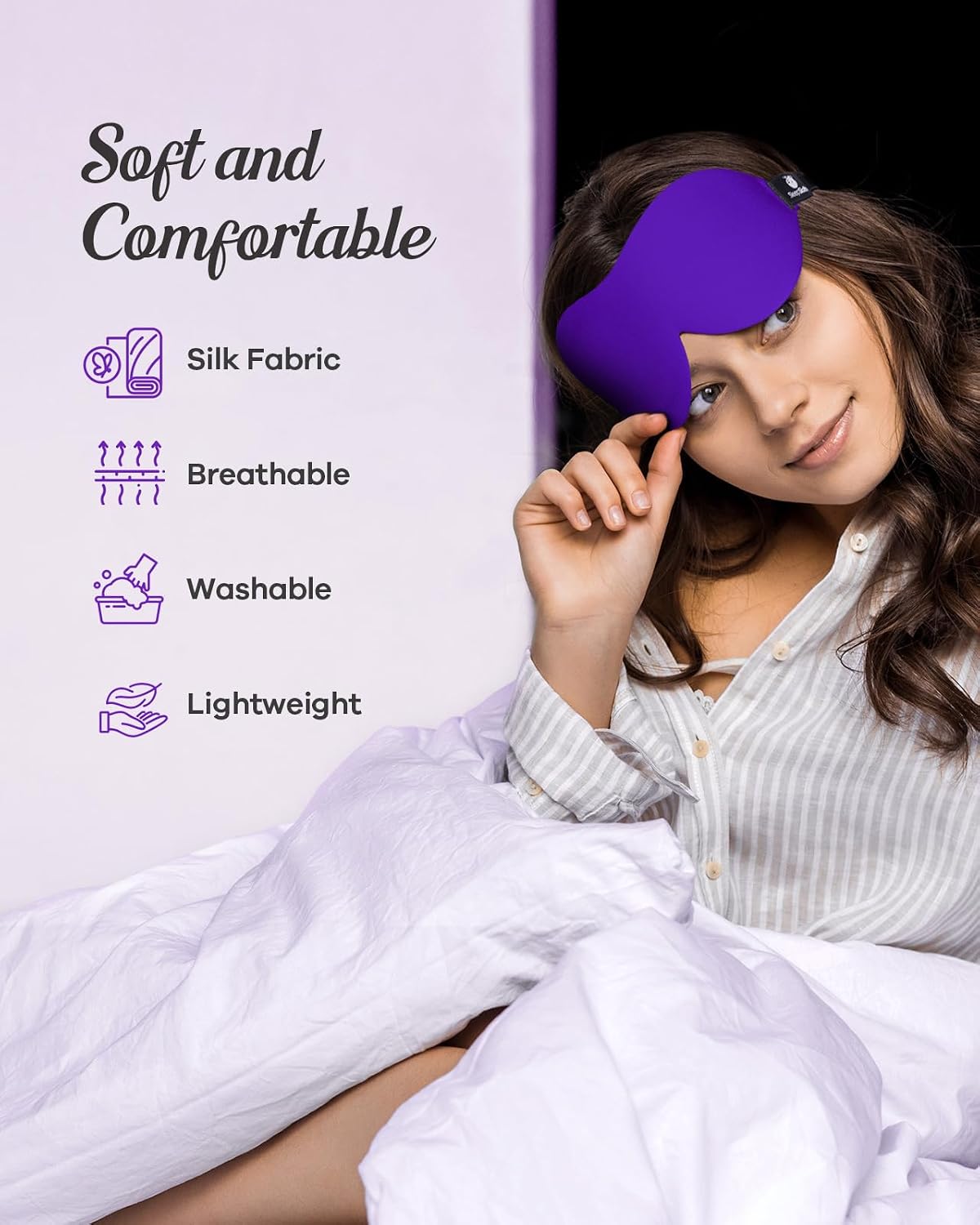 Sleep Mask for Side Sleepers, 3D Contoured Eye Mask for Sleeping, Soft Memory Foam Eye Cover with Adjustable Strap, No Pressure on Eyes, Travel Sleep Mask for Men Women, Shift Work & Naps