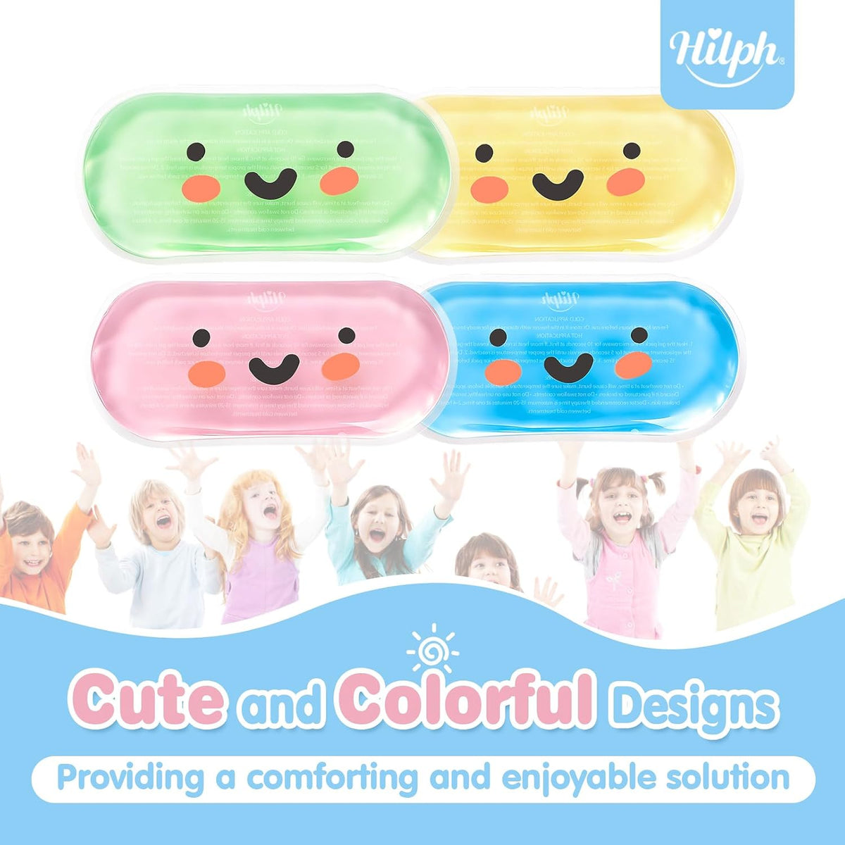 Hilph Kids Ice Packs for Boo Boos, 4 Gel Ice Packs for Injuries Reusable