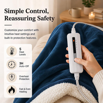 Electric Heated Blanket Full Size 72"x84" – Light Gray | ETL for Safe Overnight, 4 Heat Settings & 10H Auto Off, Dual-Sided Microplush Sherpa for Home Night, Machine washable