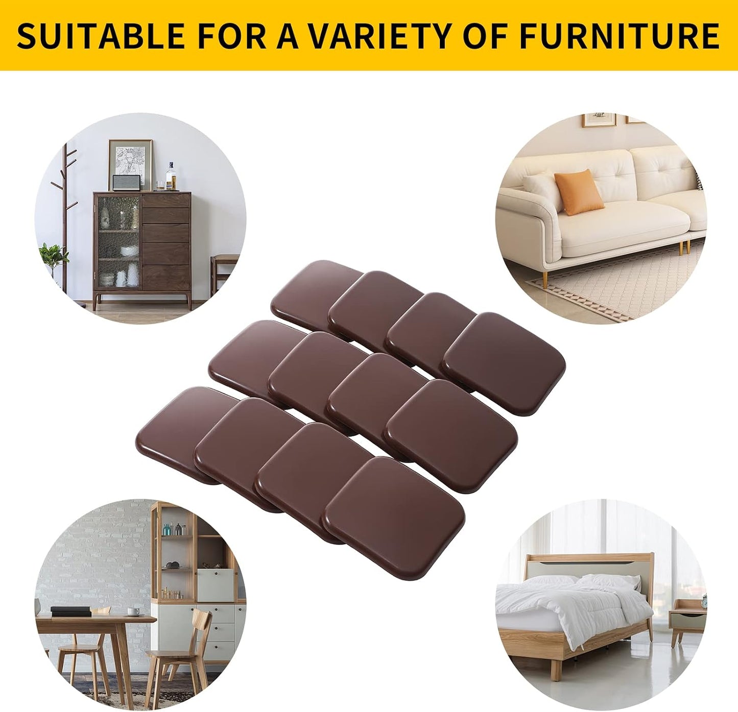 new space 8 Pack Furniture Sliders, 4.7 Inch Sliders for Furniture on Carpet for Sliding Heavy Furniture, Furniture Sliders for Carpeted Floors - Safeguard Carpeted Floors!