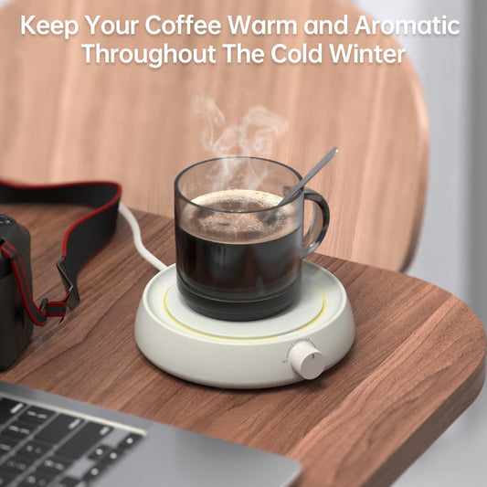 Coffee Mug Warmer for Desk Auto Shut Off, Candle Wax Melt Warmer for Jar Candles, Safely Releases Scents Without Flame, Electric Self Heated Plate for Heating Milk, Tea, Hot Chocolate (White)