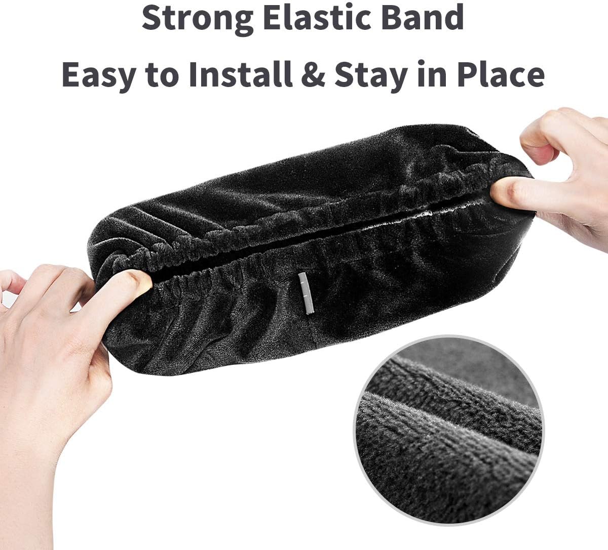 baibu Ergonomic Memory Foam Office Chair Arm Pads, Comfy Black Gaming Armrest Pads for Elbows and Forearms Pressure Relief (Set of 2)