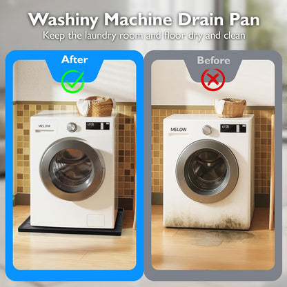 Washing Machine Drain Pan Silicone Mat,53.5x26.8inch Non-Slip Waterproof Washer Tray,Raised Edge Drip Mat for Under Dryer or Washer,Anti-Vibration,Floor Leak Protector for Laundry Room
