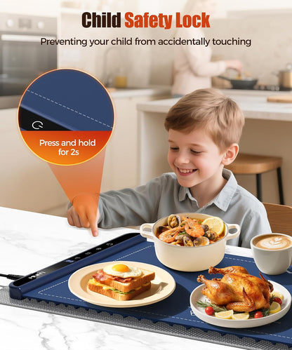 Warming Mat for Food, 26x15 Inch, Off White, Fast Heat, Child Lock