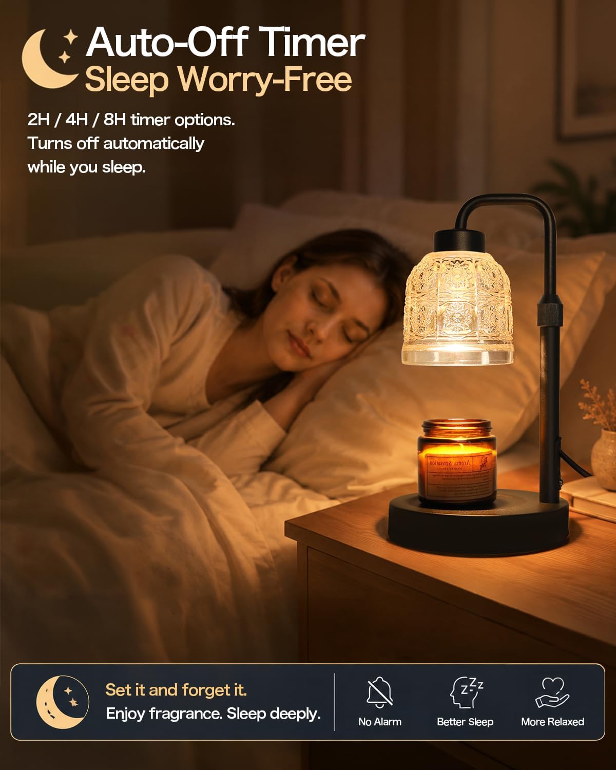 AIFEI Candle Warmer Lamp with Timer, 2/4/8H Auto-Off Candle Lamp, Black
