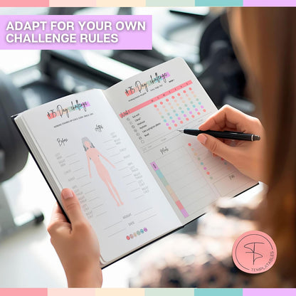 75 Day Challenge Tracker Notebook A5 | Colourful 75 Day Fitness & Habit Journal with Measurement Pages, Weekly Goal & Habit Tracker, Meal Planner, Bonus Pull-Out Poster, 120gsm Paper