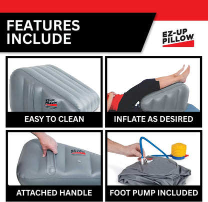 EZ Up Leg Elevation Wedge Pillow for Swelling after Surgery | Inflatable Leg Elevation Pillow with Foot Pump | Surgery Recovery, Circulation & Swelling Relief for Leg, Knee, Hip and Back