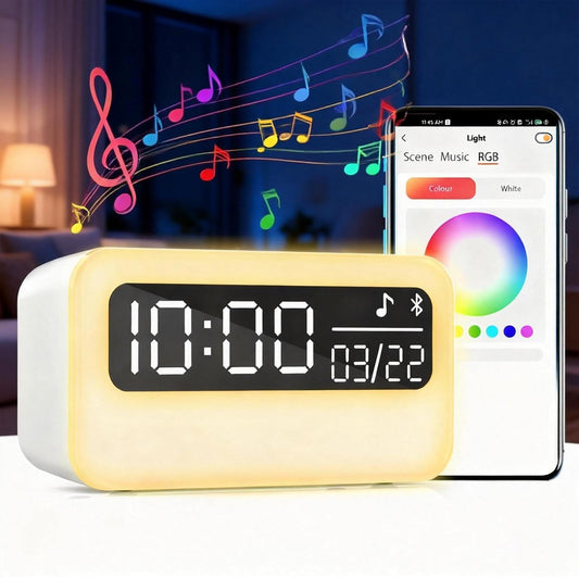 4-in-1 Night Light for Kids Adults, White Noise Sound Machine with 24 Soothing Sounds Portable Rechargeable Adjustable Brightness Light, Bluetooth Speaker Time Display, App Control