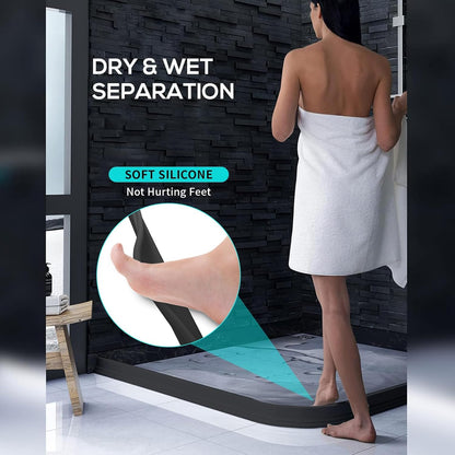 3ft/5ft/6ft/8ft10ft Collapsible Shower Threshold Water Dam Water Barrier for Shower and Water Stopper Keeps Water Inside Water Threshold for Wet and Dry Separation (3ft, Clear)