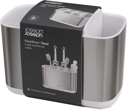 Joseph Joseph Easy-Store - Compact Toothbrush Holder Caddy Bathroom Storage , Grey/White, Regular