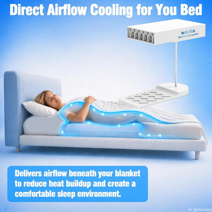 Bed Fan Under Sheets, Bed Cooling System with Adjustable Fan Speed (White)