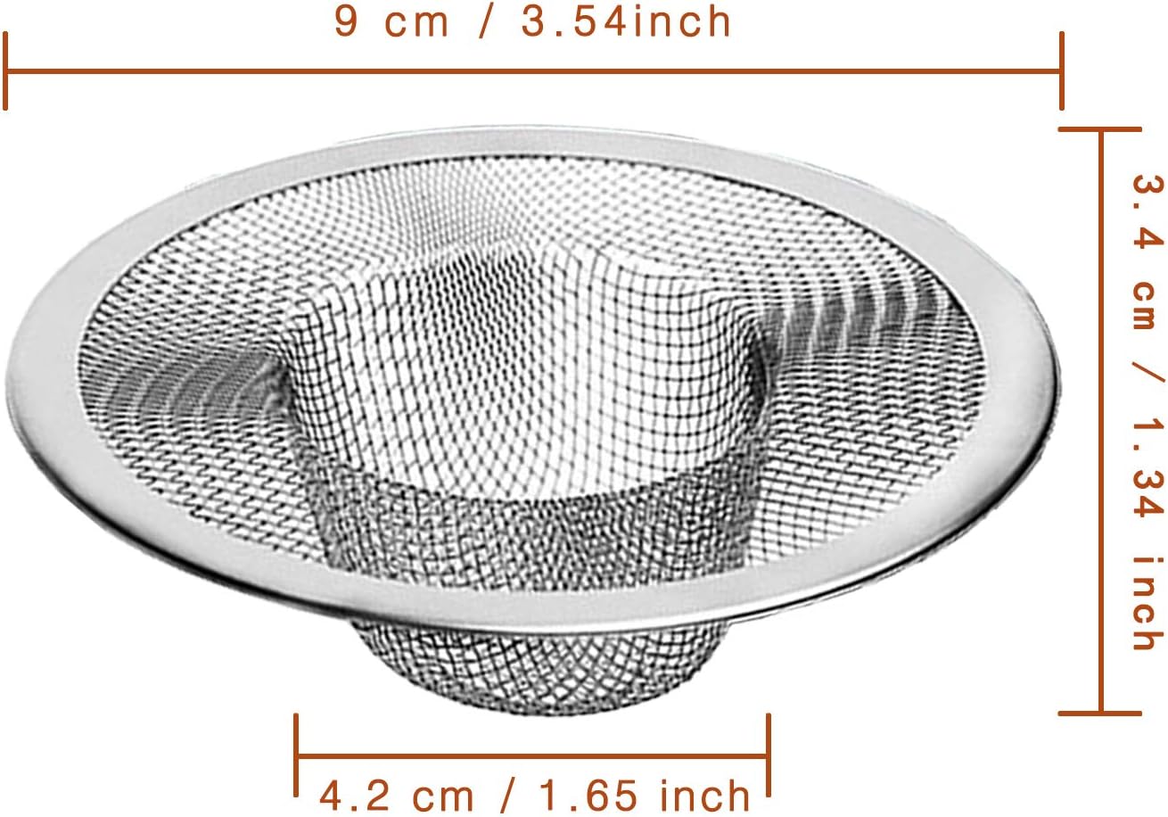 2pcs Heavy Duty Stainless Steel Slop Basket Filter Trap, 2.75" Top / 1" Mesh Metal Sink Strainer Shower Drain Hair Catcher for Kitchen Bathroom Bathtub Wash Basin Floor Balcony Drain Hole, Utility