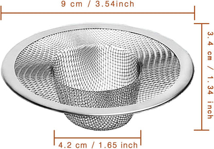 2pcs Heavy Duty Stainless Steel Slop Basket Filter Trap, 2.75" Top / 1" Mesh Metal Sink Strainer Shower Drain Hair Catcher for Kitchen Bathroom Bathtub Wash Basin Floor Balcony Drain Hole, Utility