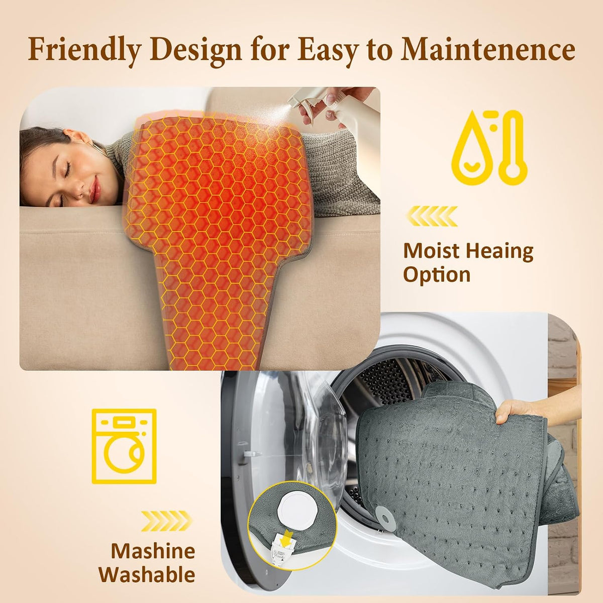 Heating Pad for Back & Period Cramps, Wrap Around Heating Pad for for Waist Stomach, Versatile Electric Heated Pad for Neck Shoulders Thigh Knee, Birthday Gifts for Women Men Mom Dad