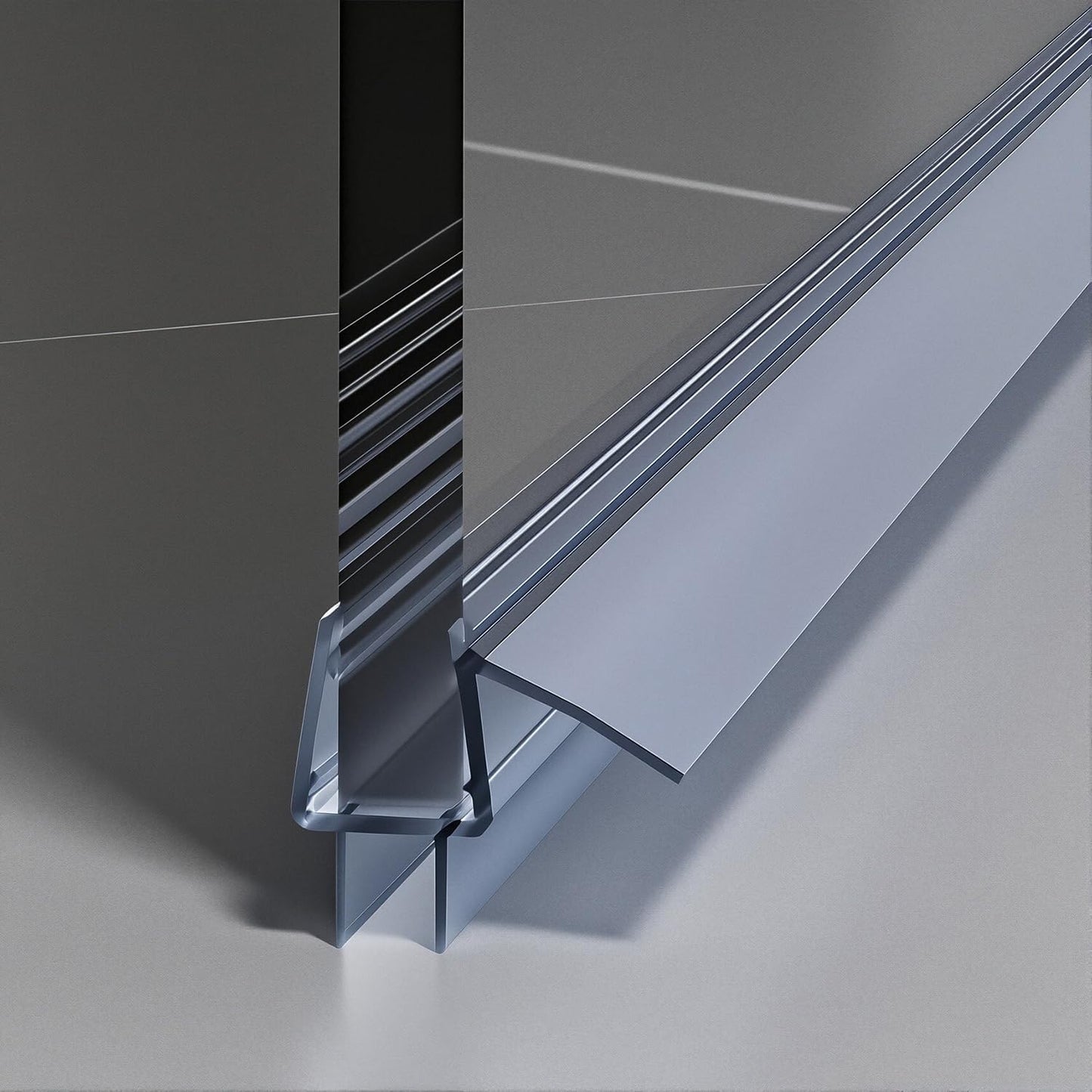 2-Pack Frameless Shower Door Bottom Seal 1/4 Inch Glass (39 in x 2), Glass Shower Door Seal Strip Bottom,Weather Stripping Sweep Leak Water Guard