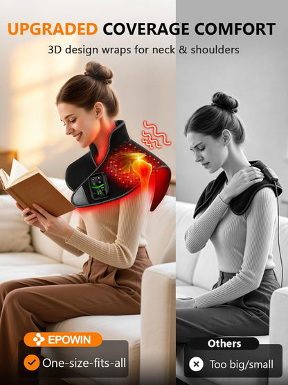 Red Light Therapy for Neck Shoulder 118 LEDs with Warmth & Vibration