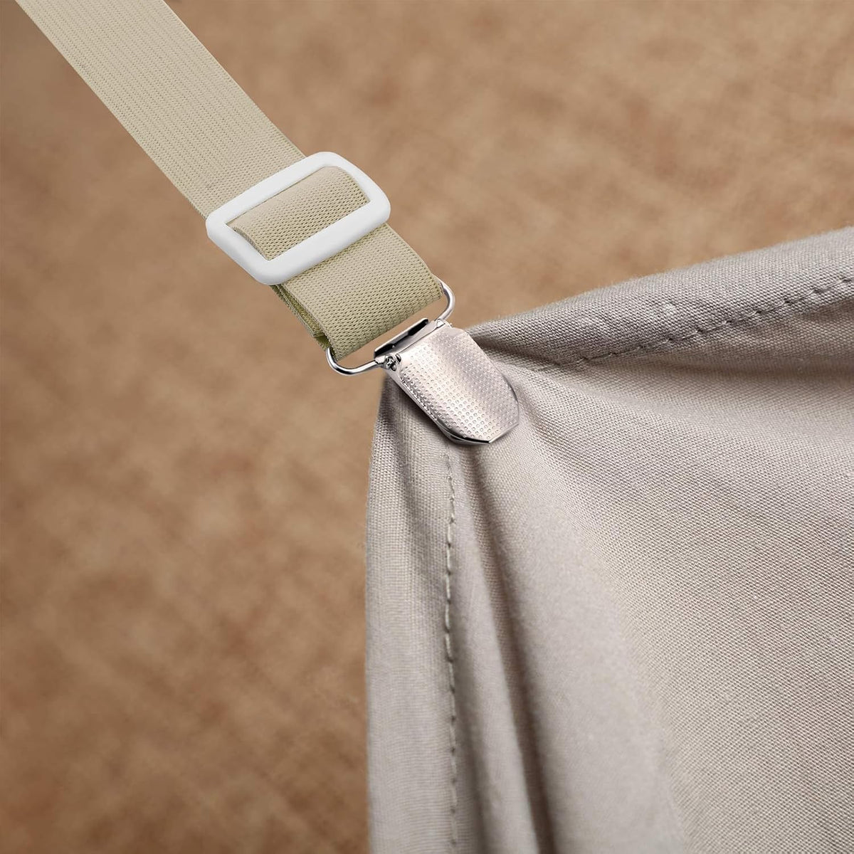 Boao 12 Pcs Bedsheet Strap Elastic Clip, White, 4-8 Inch Length