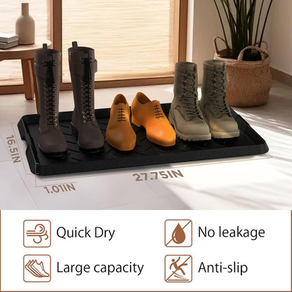 Extra Large Heavy Duty Boot Natural Rubber Shoe Mat for Entryway with Shoes Brush Large Boot Mat Multi-Purpose for Indoor or Outdoor, 16.1x 47.6 Inches